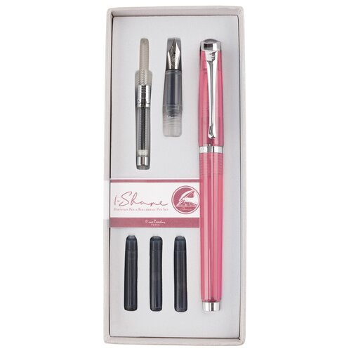 Набор Pierre Cardin I-Share: ручка-роллер розовая + сменная насадка + конвертер + 3 чернильных картриджа (PCI-001-5)