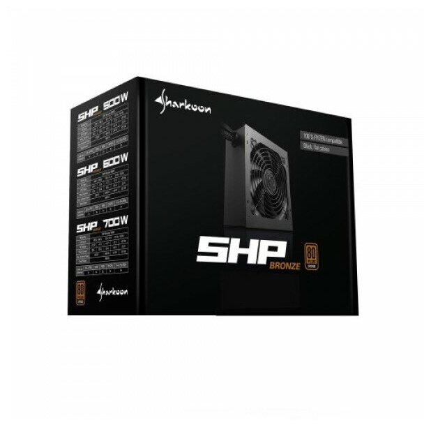 Sharkoon SHP Bronze 500W игровой блок питания чёрный (500 Вт, 80 Plus Bronze, 120 мм вентилятор)