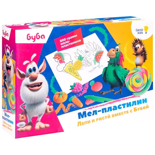 Масса для лепки Genio Kids Мел-пластилин. Лепи и рисуй вместе с Бубой, TA1319L 5 цв.