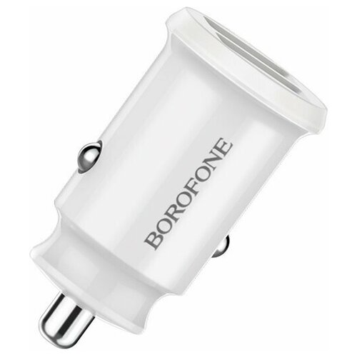 Автомобильное зарядное устройство BOROFONE BZ8 MaxRide с двумя USB портами, выход тока 2.4А, белый автомобильное зарядное устройство borofone bz2 joyroad белый