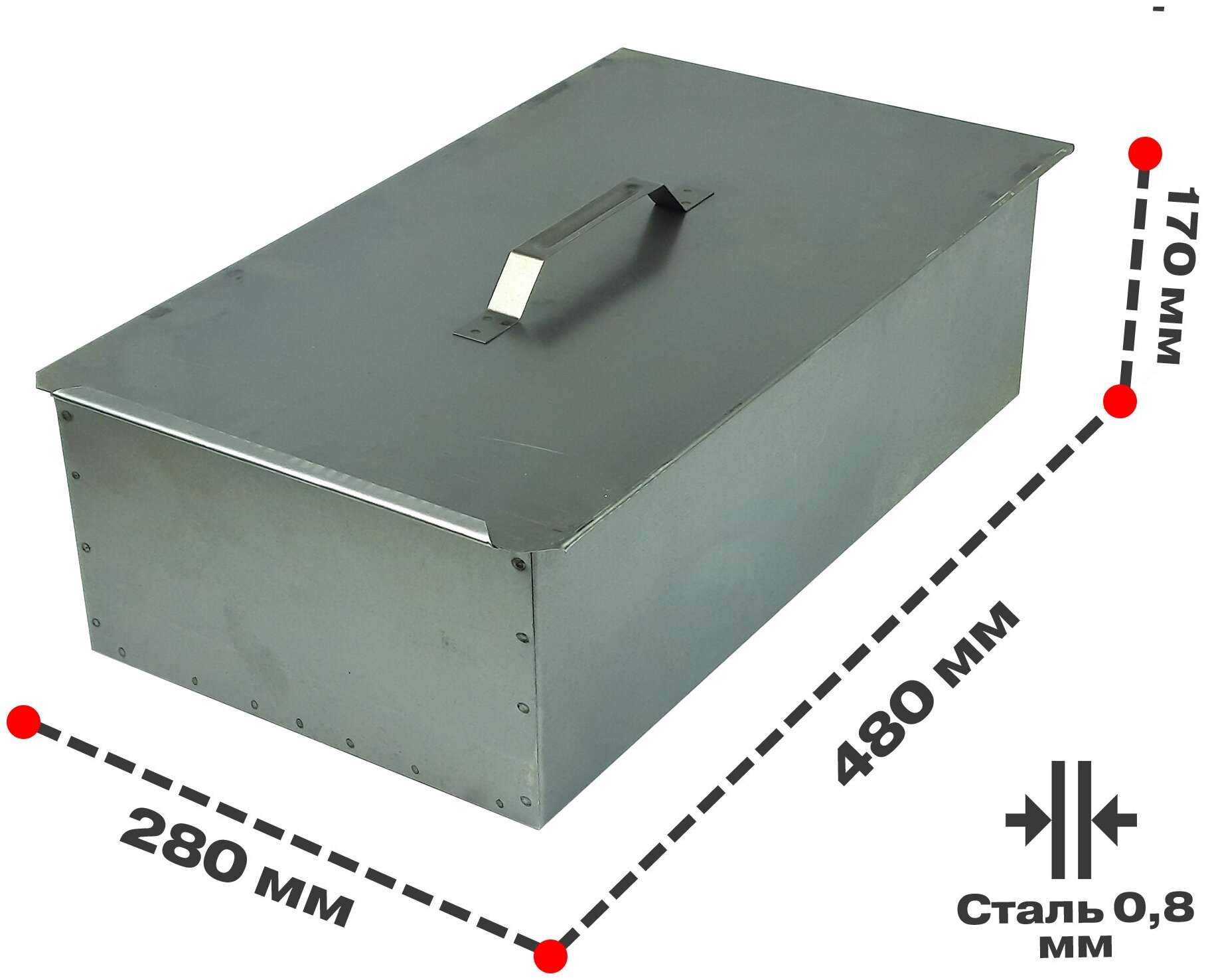 Коптильня двухъярусная Стандарт Плюс с поддоном для сбора жира 480x280x170 (сталь 0,8 мм) - фотография № 4