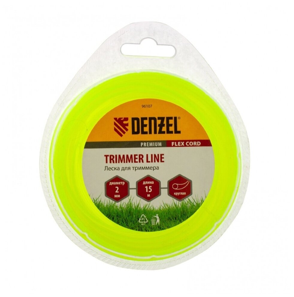 леска для триммера 2,0 (15м) круглая flex cord, denzel 96107 - фото №5