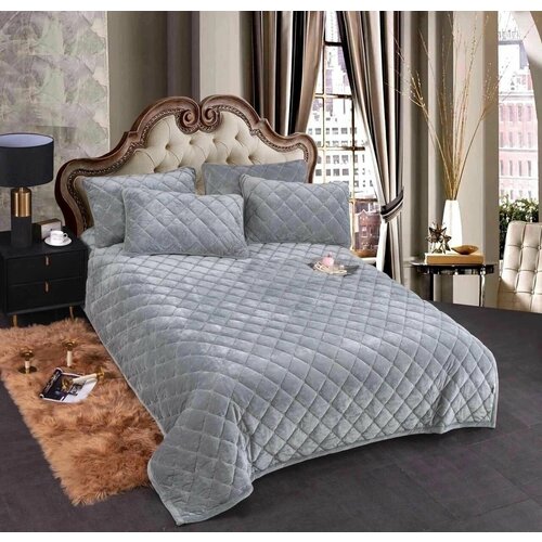 Велюровое стеганое покрывало на кровать 220x240 см