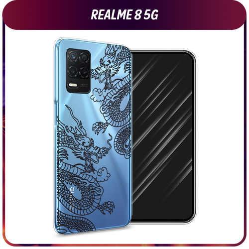 Силиконовый чехол на Realme 8 5G/Narzo 30 5G / Реалми 8 5G Два китайских дракона, прозрачный дизайнерский силиконовый чехол для realme 8 5g narzo 30 5g креативный принт