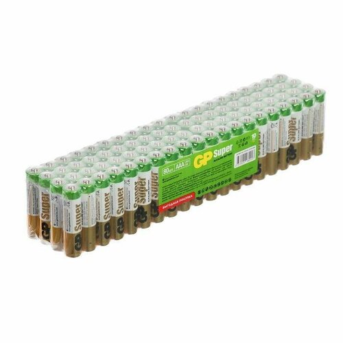 батарейка алкалиновая gp super ааa lr03 80box 1 5в набор 80 шт Батарейка алкалиновая Super, ААA, LR03-80BOX, 1.5В, набор, 80 шт.