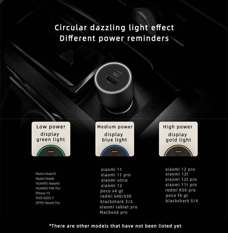 Автовизитки Xiaomi Автомобильное зарядное устройство Xiaomi 100 Вт 67 Вт с турбозарядкой и быстрой зарядкой QC Зарядное устройство 1A1C Dual Usb для автомобиля Xiao Mi Redmi Carregador с USB-кабелем, with 1m cc ac cable