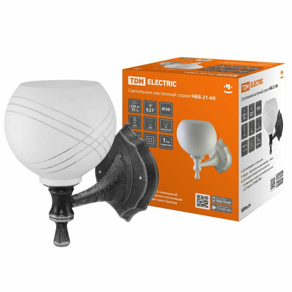 Светильник TDM Electric НББ 21-60-1322 УХЛ4 Параллели 60 Вт E27 на 1 лампочку IP20 черный SQ0370-0204
