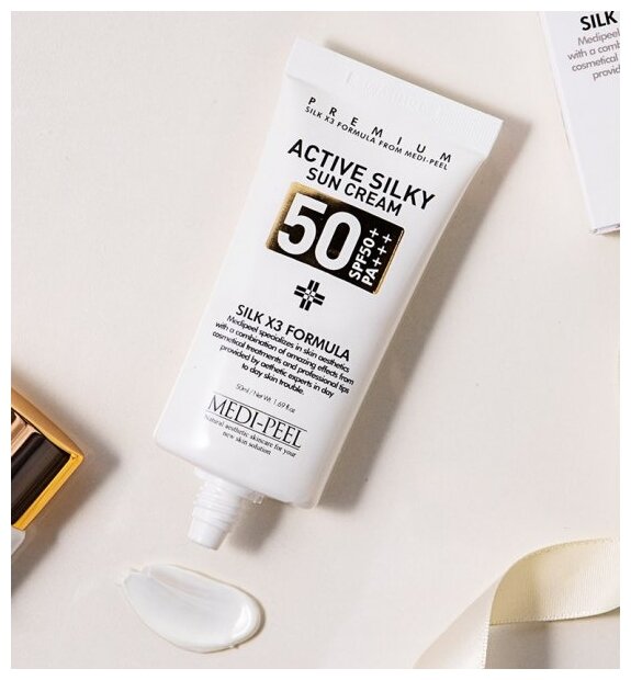 Картинки Medi-Peel Солнцезащитный крем с комплексом пептидов и шёлка Active Silky Sun Cream SPF50+PA+++ 50ml