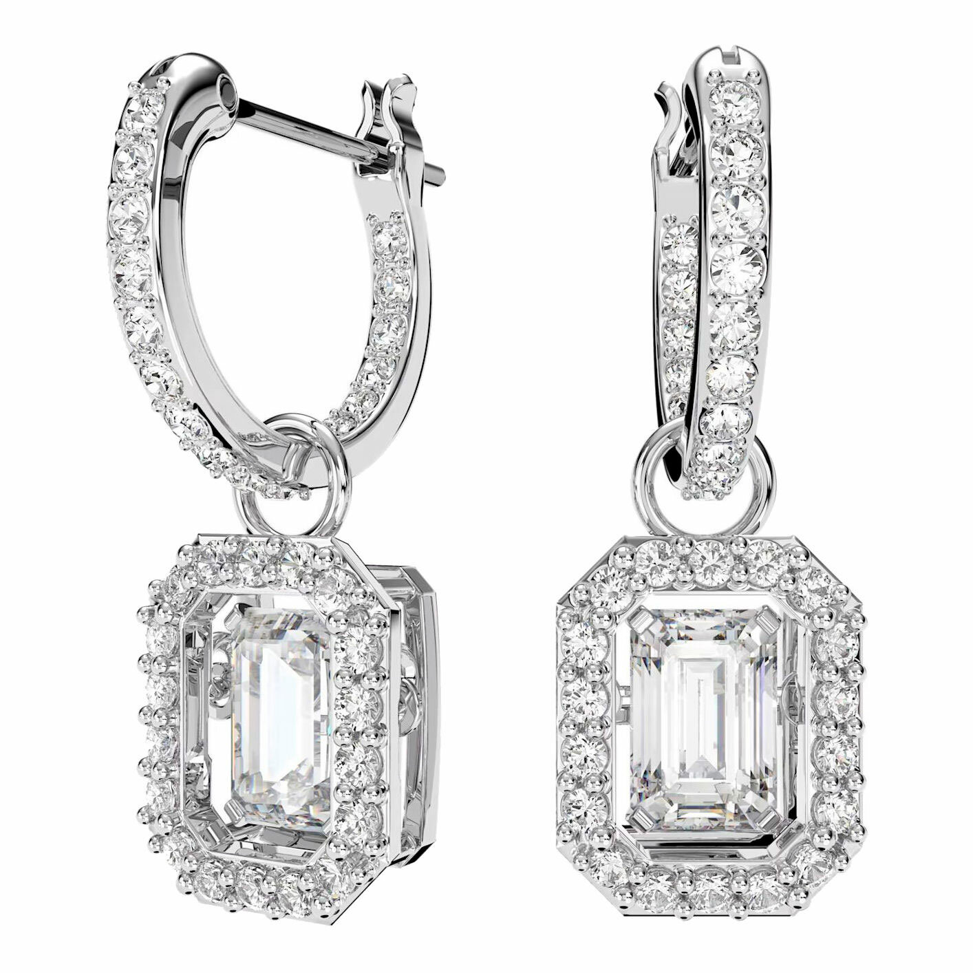 Серьги SWAROVSKI, кристаллы Swarovski, размер 23 мм, серебряный