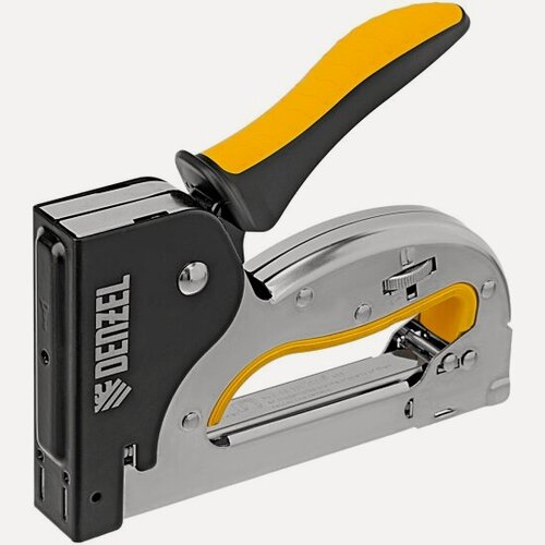 Изображение товара Denzel Степлер металл, скобы в комплекте, плавная регулировка удара, 2К рукоятка, тип 53, 4-14 мм, , 40223