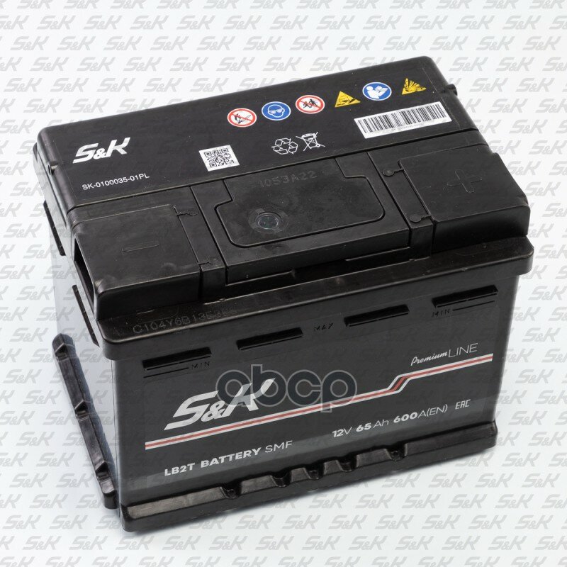 "Premium Line" Аккумуляторная Батарея [12V 65Ah 600A B13] S&K арт. SK-0100035-01PL