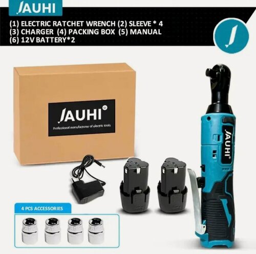 Изображение товара Трещетка аккумуляторная 3/8, угловая дрель, отвертка для удаления винтовой гайки,60 Nm 2 АКБ и ЗУ