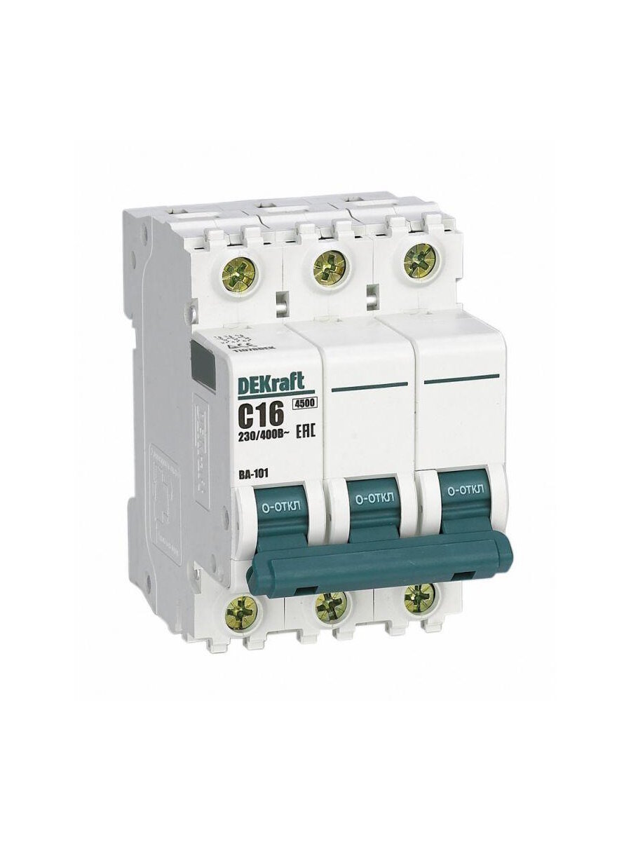 Автоматический выключатель 3Р 16А серии ВА-101 DEKraft 3/16