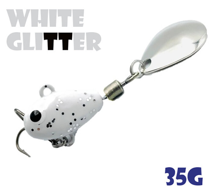 Блесна Тейл-Спиннер для рыбалки Uf-Studio Hurricane 35g #White Glitter