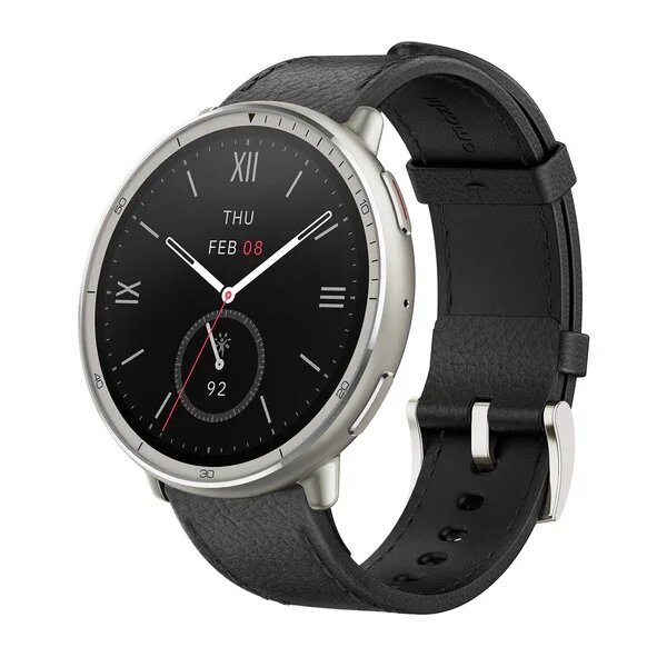 2025 Новый продукт Amazfit Active 2 Смарт-часы 44 мм 10 дней аккумулятор 160+ режимов тренировки GPS Smartwatch для телефона CES Android IOS, Black leather, NFC Only For Euro