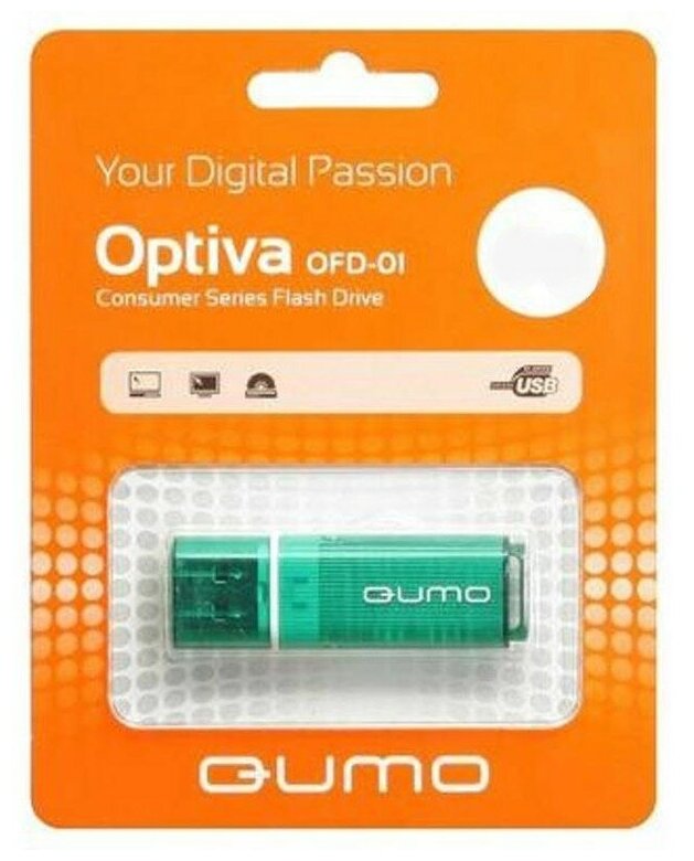 Накопитель USB 2.0 16Гб QUMO Optiva 01 16Gb, зеленый