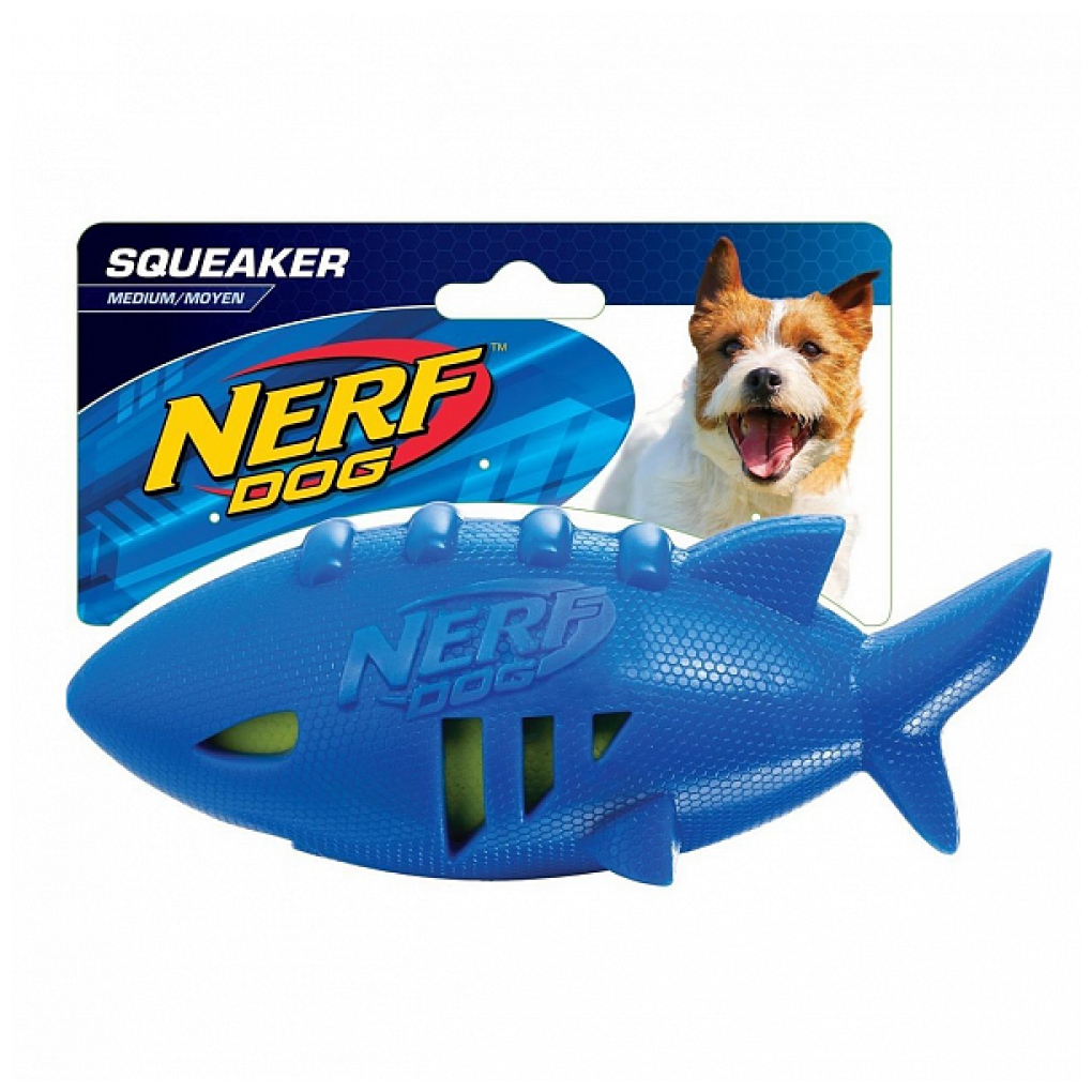 Игрушка для собак Nerf Акула (35033), синий - фотография № 4