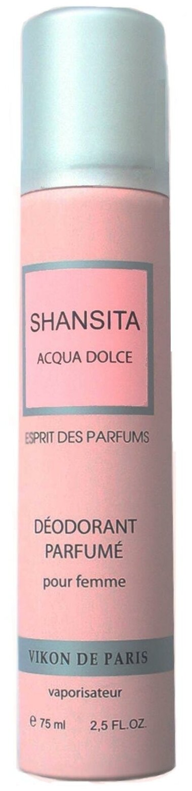 Новая Заря Vikon De Paris Shansita Acqua Dolce Дезодорант аэрозольный парфюмированный для женщин Шансита Нежная вода 75 мл