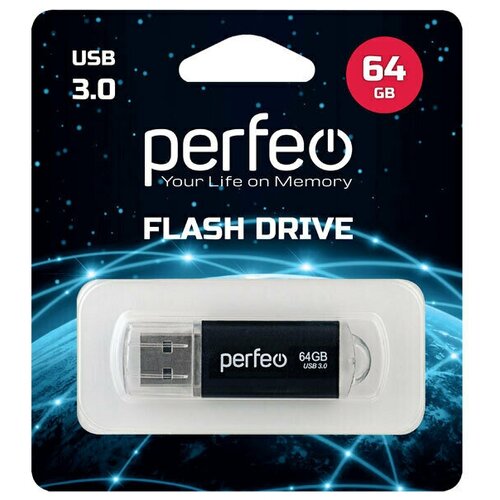 usb накопитель флешка perfeo c14 64gb usb 3 0 черный USB Флеш-накопитель USB накопитель Perfeo 3.0 64GB C14 Black metal series