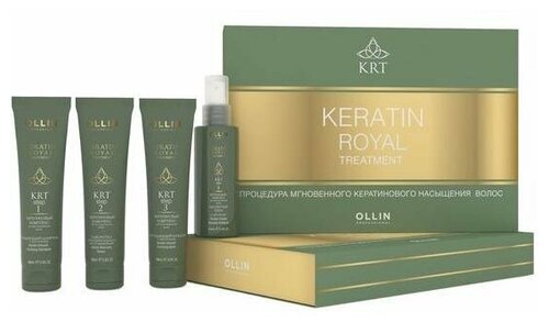 Универсальный набор для ухода за волосами Ollin Professional Keratin Royal Treatment, для поврежденных волос, 4 предмета