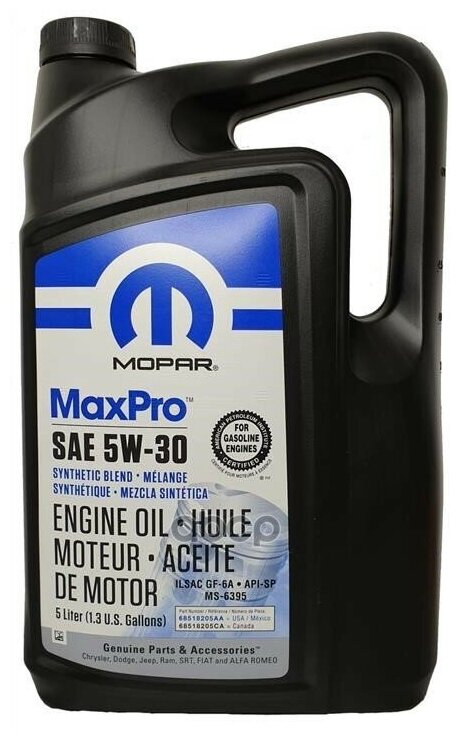 Масло Моторное Mopar Sn 5w-30 Синтетическое 5 Л 68518205aa MOPAR68518205AA