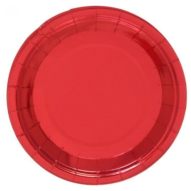 Тарелка бумажная 18 см в наборе 10 шт «Диско» красная