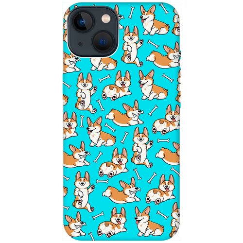 Силиконовый чехол на Apple iPhone 14 Plus / Эпл Айфон 14 Плюс с рисунком Corgi Pattern Soft Touch мятный силиконовый чехол на apple iphone 14 эпл айфон 14 с рисунком corgi pattern soft touch черный