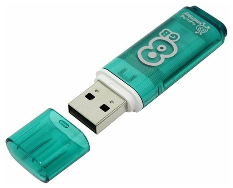 Память Smart Buy "Glossy" 8GB, USB 2.0 Flash Drive, зеленый