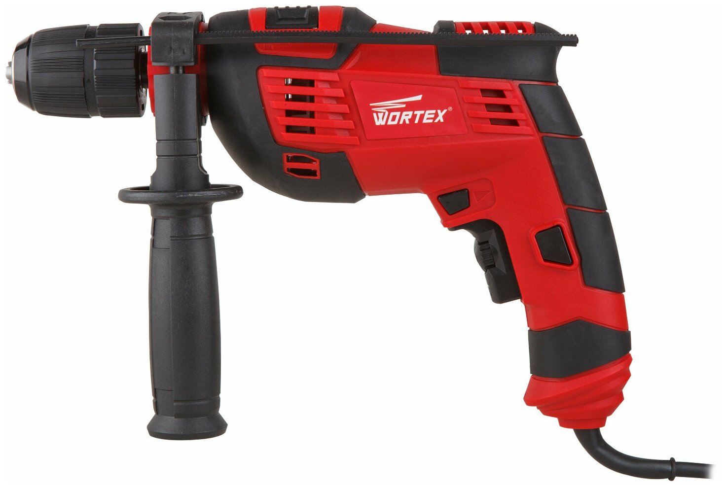 Ударная дрель WORTEX DS1308 DS130800029, с дополнительной рукояткой, 650 Вт, 3300 об/мин, быстрозажимной патрон — фото 1