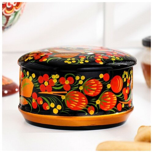 Коробка «Ягодка», средняя,12×7 см, хохлома. В наборе 1шт.