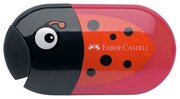 Точилка пластиковая с ластиком Faber-Castell "Ladybug", 2 отверстия, контейнер