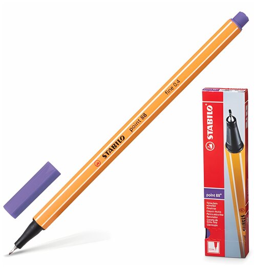 STABILO Ручка капиллярная stabilo point , фиолетовая, корпус оранжевый, линия письма 0,4 мм, 88/55, 10 шт.