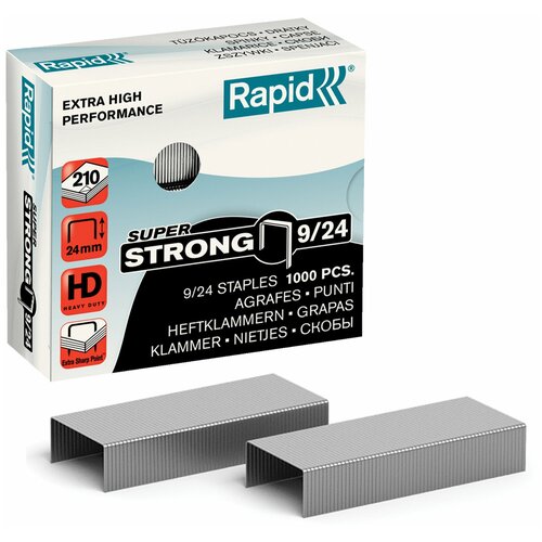 Скобы для степлера RAPID HD210 Super Strong №9/24, 1000 штук, до 210 листов, 24871800