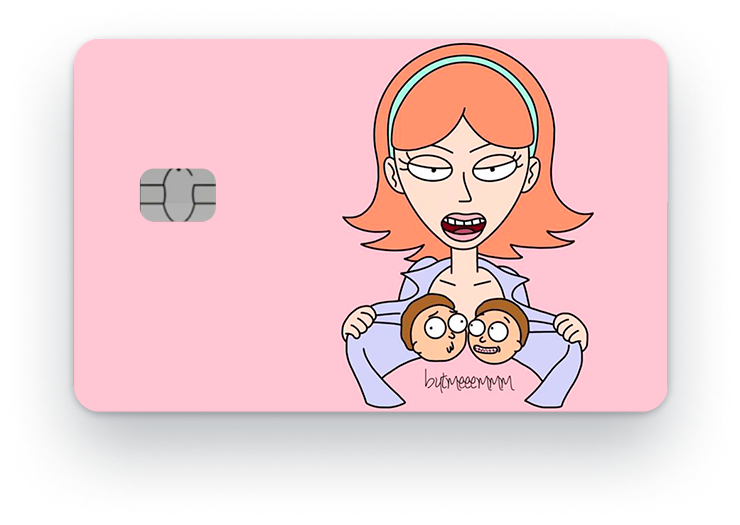 Наклейка на банковскую карту, стикер на карту, маленький чип, мемы, приколы, комиксы, стильная наклейка Рик и Морти №28