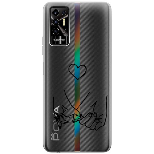 Силиконовый чехол на Tecno Pova 2 / Техно Пова 2 с 3D принтом Lovers Hands прозрачный силиконовый чехол на tecno pova 2 техно пова 2 silky touch premium с принтом lovers hands красный