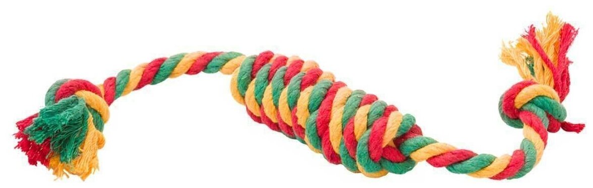 Doglike Сарделька канатная 1шт Dental Knot большая (жёлтый-зелёный-красный) - фотография № 5