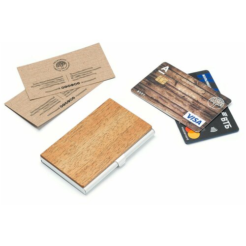 Визитница Twinswood, серебряный, коричневый