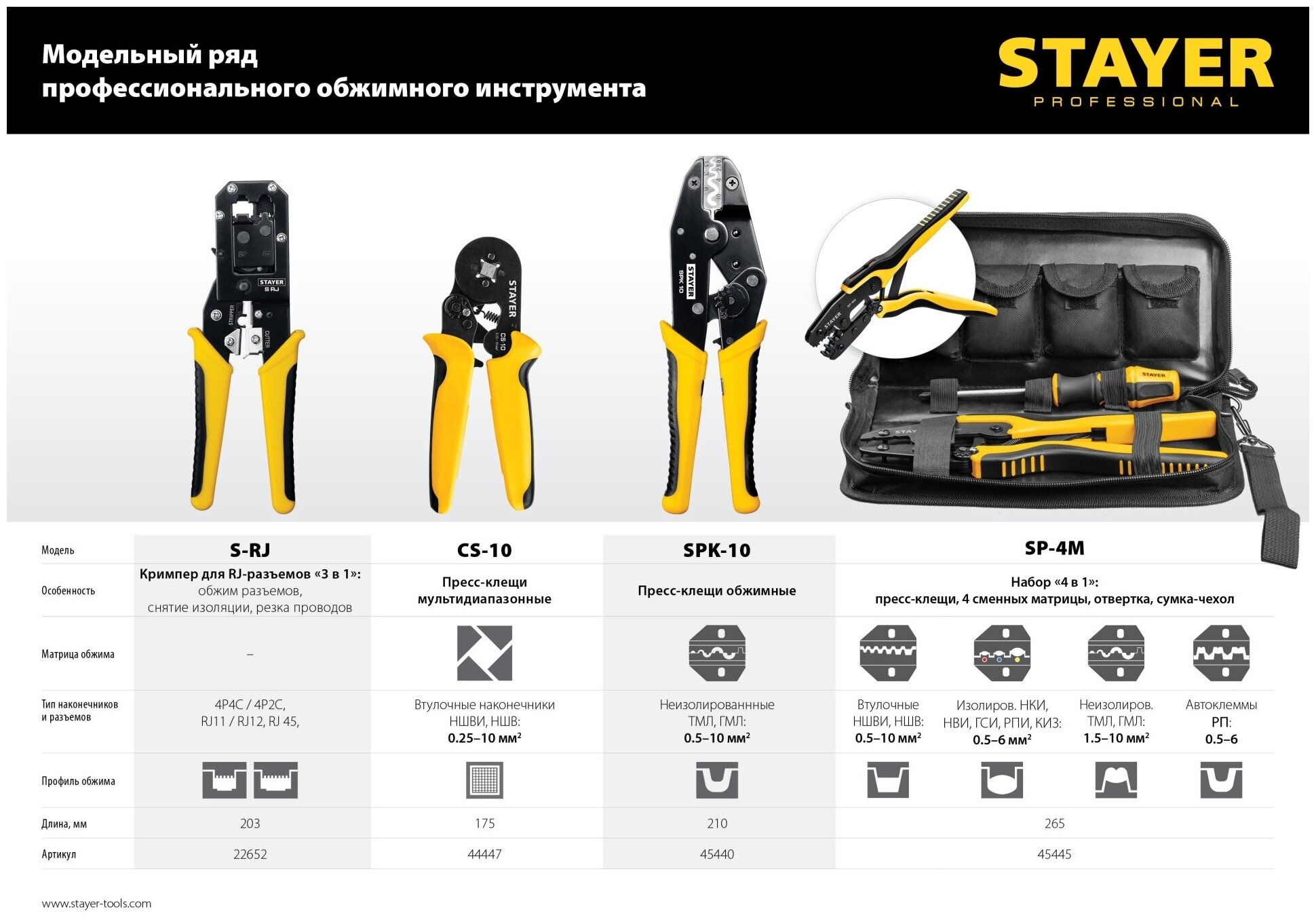 SPK-10 пресс-клещи для медных наконечников и гильз 0.5 - 10 мм.кв, STAYER Professional - фотография № 4