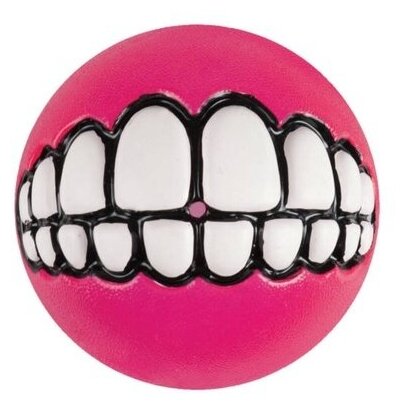 Rogz Мяч с принтом зубы и отверстием для лакомств GRINZ малый, розовый (GRINZ BALL SMALL) GR01K | GRINZ BALL, 0,03 кг