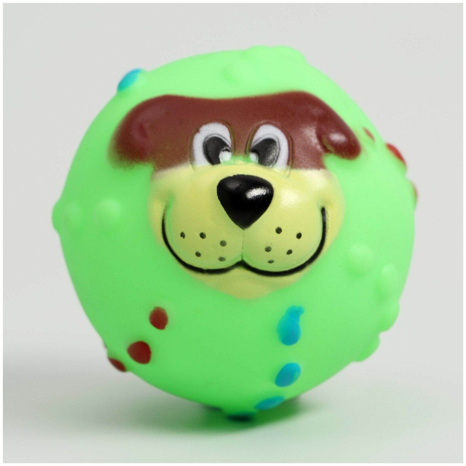 Игрушка пищащая "Мяч Джим"для собак, 6 см, зелёная - фотография № 1