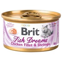 Корм влажный BRIT консервированный для кошек Fish Dreams Chicken fillet & Shrimps Куриное филе и креветки 12шт*80г