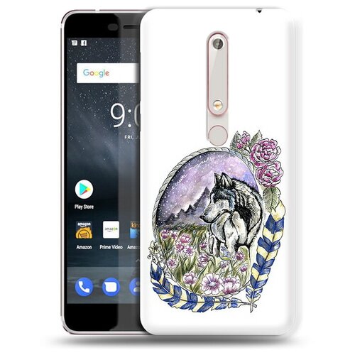 Чехол задняя-панель-накладка-бампер MyPads нарисованный волк в цветах с перьями для Nokia 6 (2018)/Nokia 6.1 противоударный чехол задняя панель накладка бампер mypads нарисованный волк в цветах с перьями для nokia 7 2 nokia 6 2 противоударный