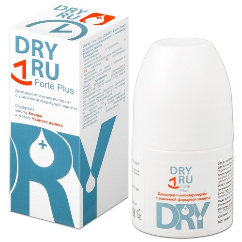 Антиперспирант роликовый DryRU Forte Plus Roll-on, с усиленной формулой, 50 мл, 1 шт. дезодорант dry dry драй драй роликовый для всех типов кожи deo roll on 50 мл
