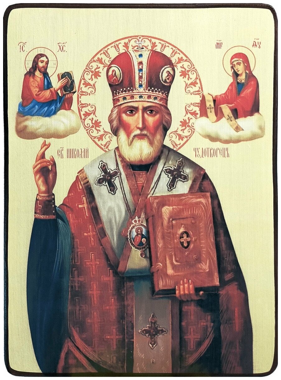 Икона Николай Чудотворец Мирликийский, размер 6 х 9 см