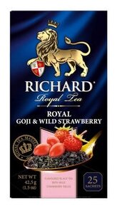 Чай Richard Royal Goji & Wild Strawberry черный с земляникой и ягодами годжи 25 пакетиков, 1423043 - фотография № 15