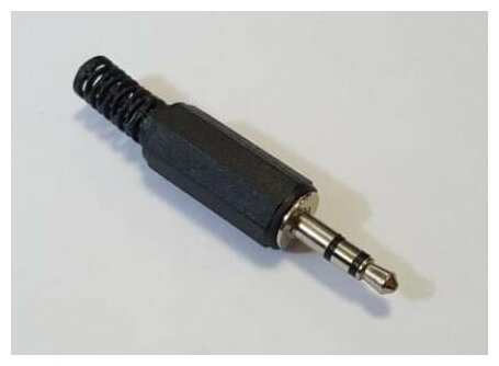 МиниДжек mini jack 3.5 mm (M) stereo пластик штекер с юбкой на кабель под пайку