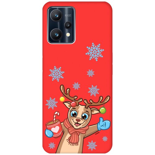 Силиконовый чехол на Realme 9 Pro, Рилми 9 Про Silky Touch Premium с принтом Christmas Deer красный силиконовый чехол на realme 9 pro рилми 9 про silky touch premium с принтом christmas deer красный