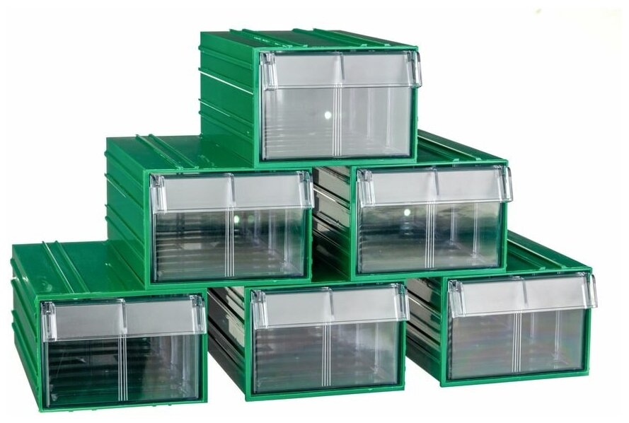 Пластиковый короб Стелла-техник C-2-К6-зеленый-прозрачный , 140х250х100мм, комплект 6 штук