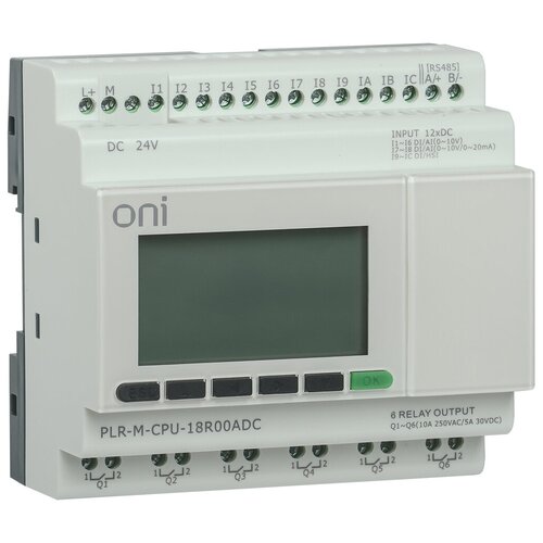 Контроллер программируемый логистический (микро ПЛК) PLR-M. CPU DI12/DO06(R) 24В DC ONI IEK PLR-M-CPU-18R00ADC (1 шт.)