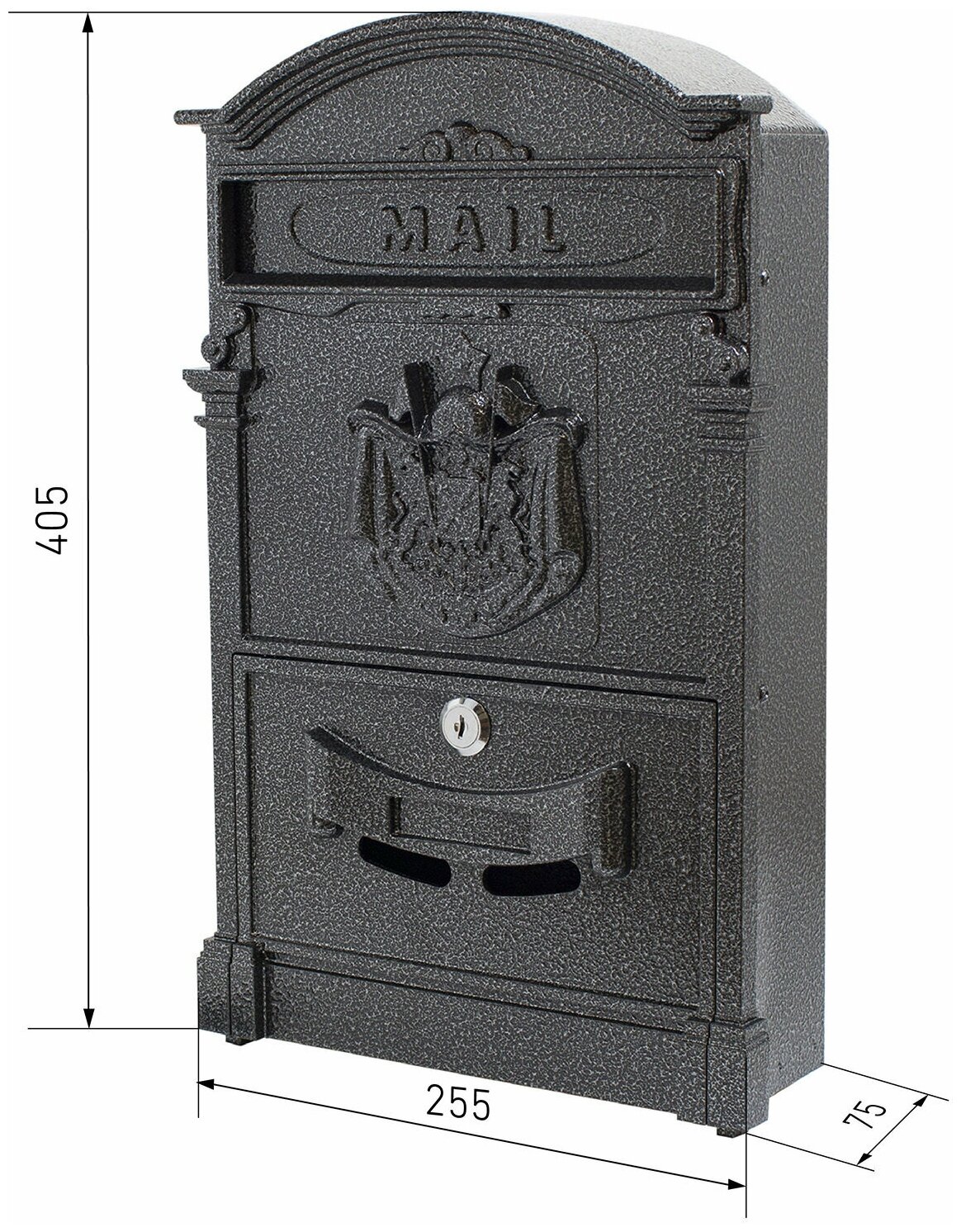 Почтовый ящик с замком уличный металлический для дома аллюр №4010 серебро
